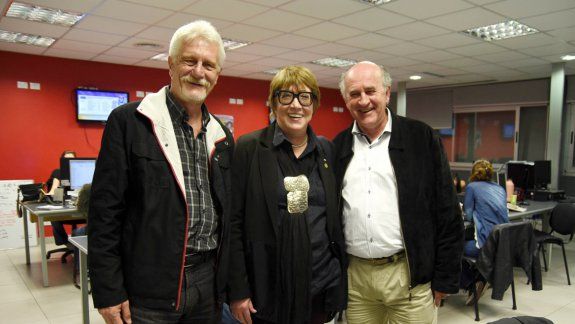 Alberto Ciampini, Teresa Parodi y Oscar Parrilli, ayer, durante su visita a LM Neuquén antes de participar de un encuentro por el 17 de octubre.