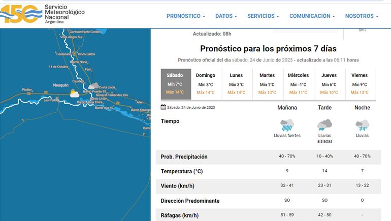 El pronóstico del tiempo para hoy en Neuquén. El pronóstico del tiempo para hoy en Neuquén.
