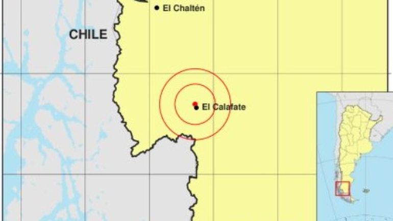 El INPRES situ&oacute; el epicentro del sismo en El Calafate, Santa Cruz.