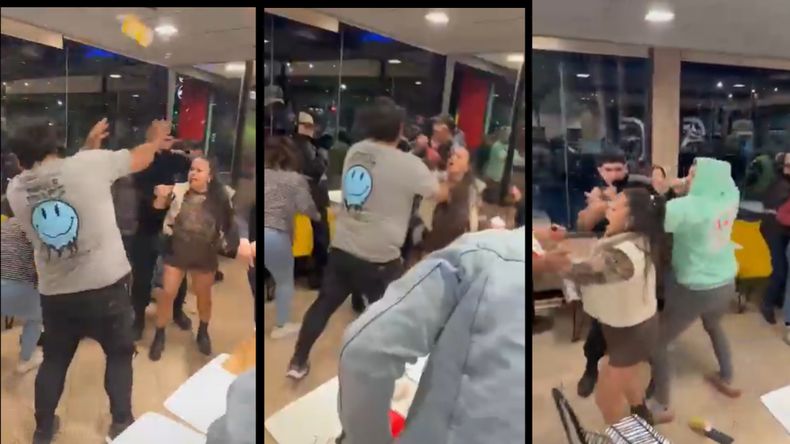 Videos: violenta pelea en un McDonalds tras una discusión por una máquina de autoservicio