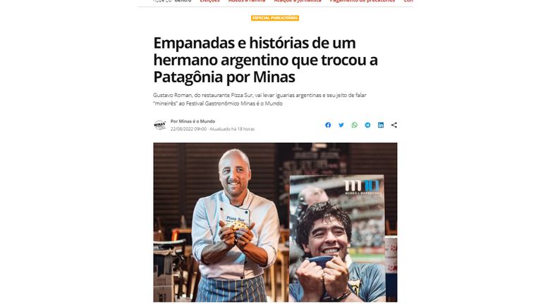 Gustavo, en una entrevista en el diario 0 Globo. El neuquino ya es muy popular en Brasil.