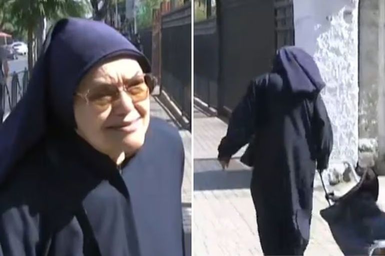 La falsa monja, que protagonizó el escalofriante video, tiene 80 años. La falsa monja, que protagonizó el escalofriante video, tiene 80 años.