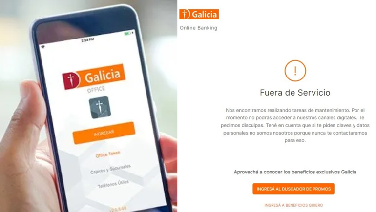 Falla en la aplicación del banco Galicia