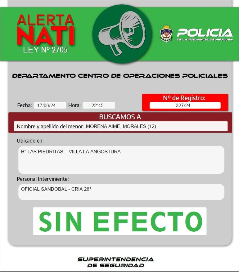 La misma celeridad para activar la alerta se utiliza para dejarla sin efecto. La misma celeridad para activar la alerta se utiliza para dejarla sin efecto.