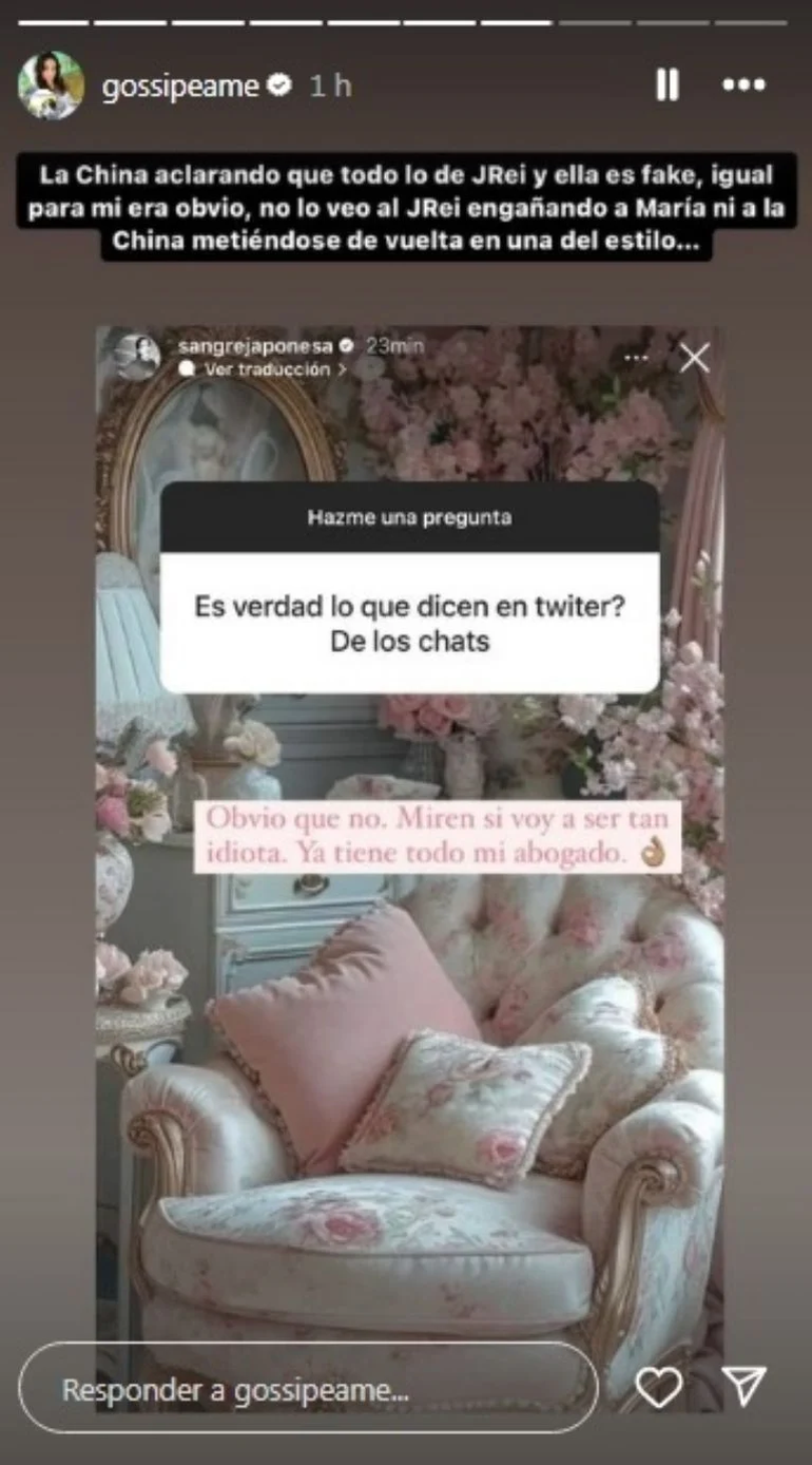 La respuesta de la China Suárez a la consulta sobre el tema en cuestión La respuesta de la China Suárez a la consulta sobre el tema en cuestión