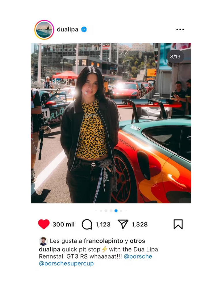 La foto de Dua Lipa presente en la Fórmula 1. La foto de Dua Lipa presente en la Fórmula 1.