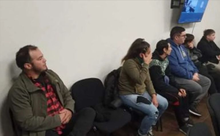 Algunos de los acusados por el incendio en la Casa de Gobierno de Chubut, durante el juicio. Algunos de los acusados por el incendio en la Casa de Gobierno de Chubut, durante el juicio.