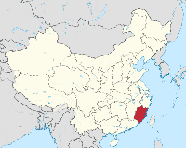 En el mapa de China se resalta la ubicación de la provincia de Fujian, conocida como la 'Capital de las Algas de China'. En el mapa de China se resalta la ubicación de la provincia de Fujian, conocida como la 'Capital de las Algas de China'.