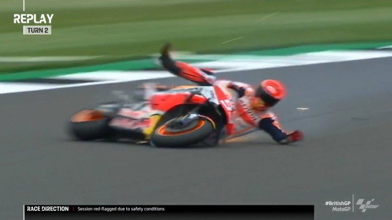 Impactante caída de Marc Márquez a 270 km/h en Silverstone