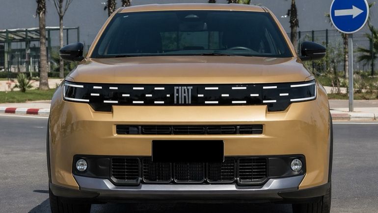 La imagen simulada del Fiat Fastback 2027 creada a partir de la foto real que apareció en Marruecos. Foto: KDesign AG