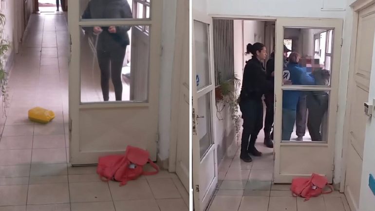 La mujer intentó encadenarse y tenía un encendedor para llevar adelante sus amenazas.