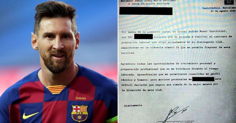 Burofax enviado por Messi, pidiendo la salida del club catalán.