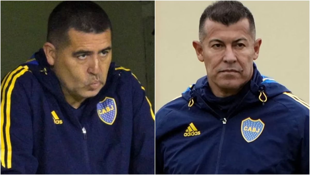 Juan Román Riquelme y Jorge Almirón