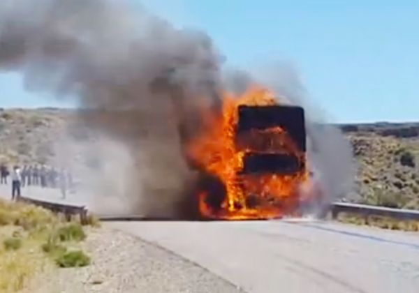 Mirá cómo se incendió un colectivo de la empresa Albus en Aluminé