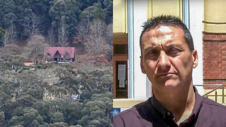 La casa de Australia donde ocurrió el tiroteo en medio de un operativo y la cara del sospechoso, difundida por medios locales. La casa de Australia donde ocurrió el tiroteo en medio de un operativo y la cara del sospechoso, difundida por medios locales.