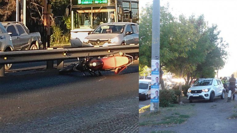 Un herido en un choque entre una moto y un auto frente al Bouquet Roldán