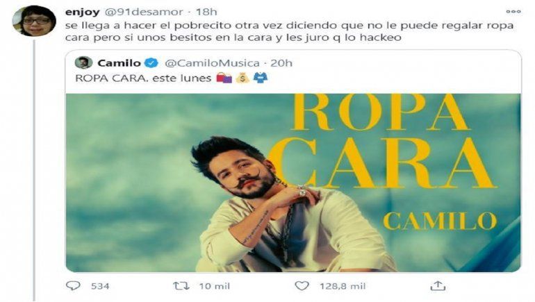 Reacción negativa al nuevo tema de Camilo, Ropa Cara.