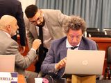 Los fiscales Pablo Vignaroli y Juan Manuel Narváez, junto al representante de Fiscalía de Estado, Gustavo Kohon.