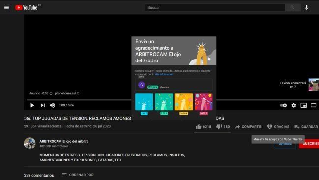 YouTube lanza una opci&oacute;n que permite dejar "propina" a los creadores de contenido