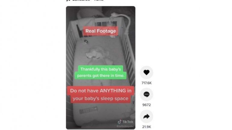 TikTok: bebé casi muere asfixiado por un peluche de su cuna
