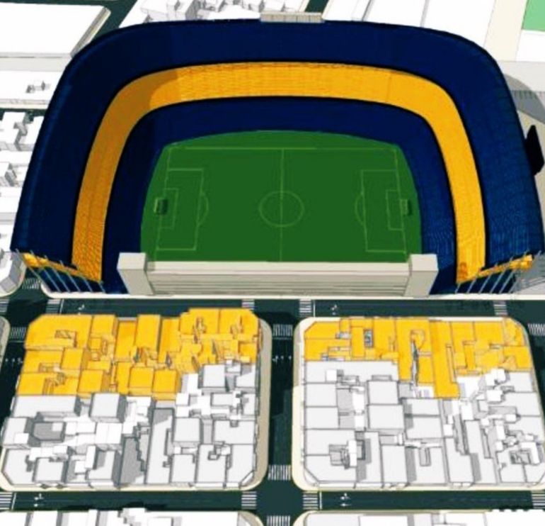 La Bombonera y las casas de los vecinos que abría que comprar La Bombonera y las casas de los vecinos que abría que comprar