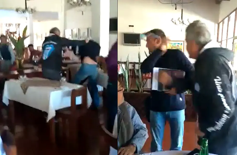 Video: debe millones de pesos y lo sacaron a las piñas de un restaurante