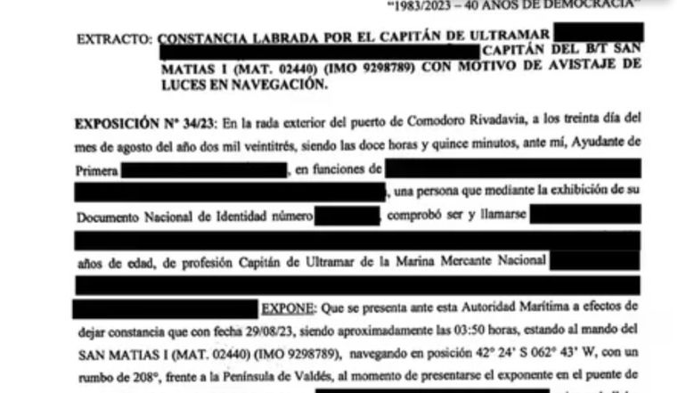 El texto del informe de Prefectura Naval que da cuenta del avistaje de un OVNI en Puerto Madryn. El texto del informe de Prefectura Naval que da cuenta del avistaje de un OVNI en Puerto Madryn.