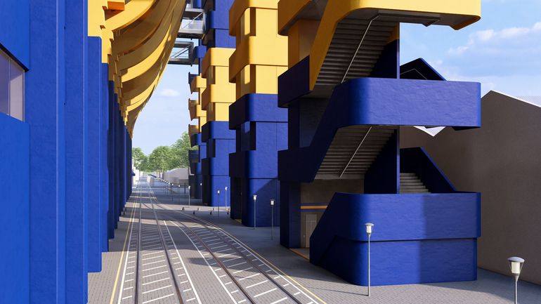 Las torres que construirá Boca al lado de las vías del tren.