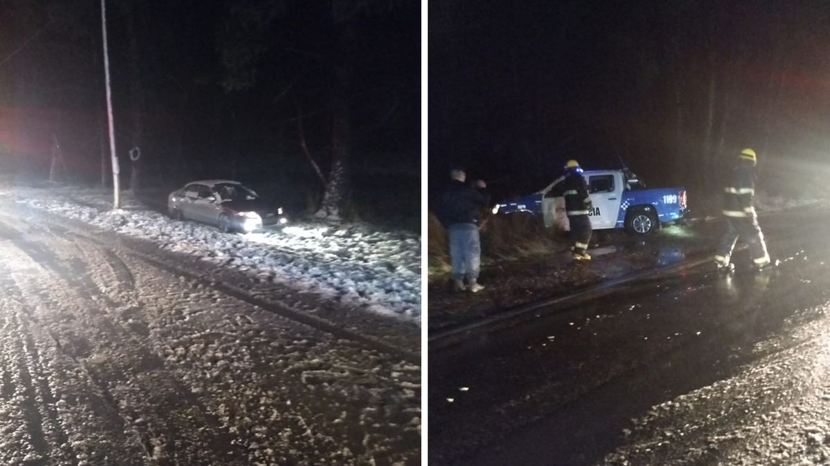 Fuerte choque entre un auto y un patrullero en la Ruta 7 en Centenario