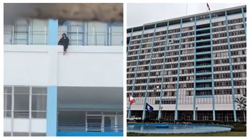 Antes de caer, la mujer estuvo sentada en la cornisa, en un aparente estado de crisis o confusión mental, contemplando el vacío Antes de caer, la mujer estuvo sentada en la cornisa, en un aparente estado de crisis o confusión mental, contemplando el vacío