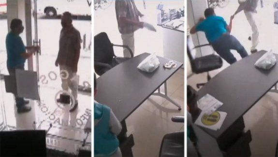 Ladrón intentó robar una funeraria armado con una banana