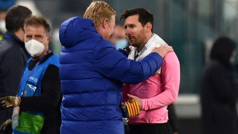 Entrenador del Barcelona junto a Messi tras la victoria en Italia.