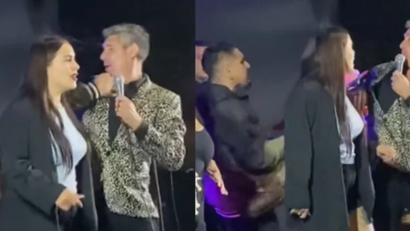 Video: el fuerte golpe que recibió un cantante de cumbia en medio del show