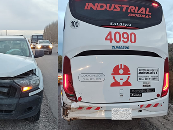 ruta 7: fuerte choque entre un colectivo petrolero y una camioneta de la uocra