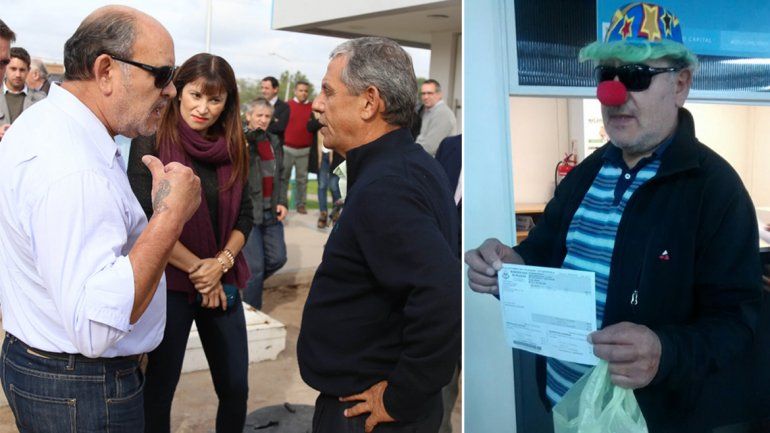 El vecino que se peleó con el intendente Quiroga fue a pagar sus impuestos vestido de payaso.