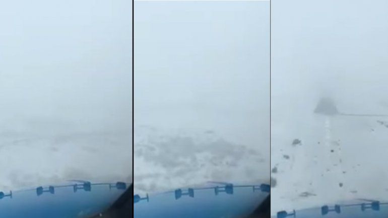 Así aterriza un avión en medio de una fuerte nevada