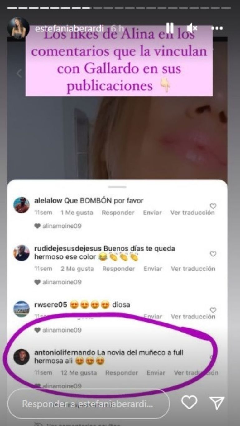 Los likes de Alina Moine.