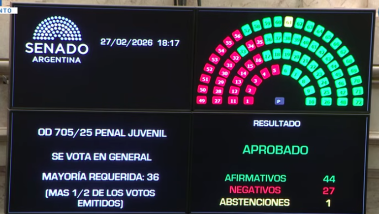 Aprobaron la ley de Régimen Penal Juvenil en la Cámara Alta.