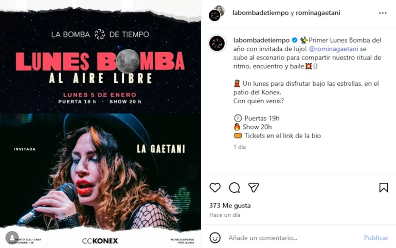 Gaetani participará de "La Noche Bomba". Gaetani participará de "La Noche Bomba".