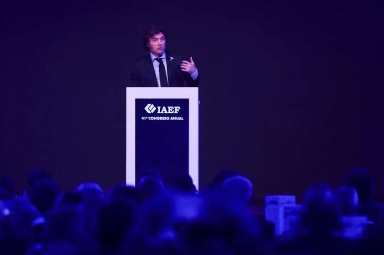 Javier Milei en el Congreso del IAEF.