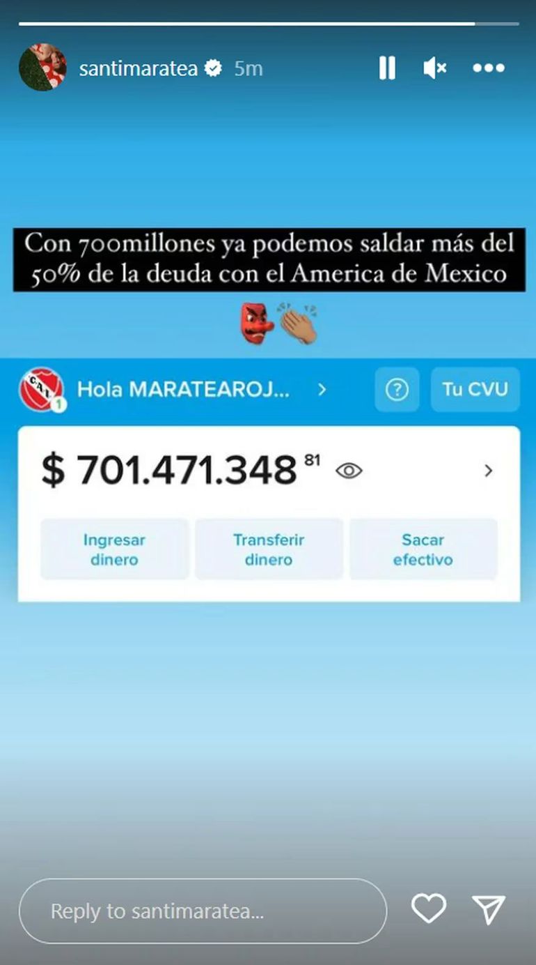 La imagen que compartió Santi Maratea en su historia de Instagram. 