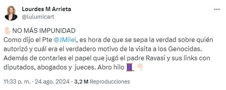 El hilo de Lourdes Arrieta en X, donde expuso los chats que generaron líos en La Libertad Avanza. El hilo de Lourdes Arrieta en X, donde expuso los chats que generaron líos en La Libertad Avanza.