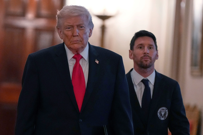 Lionel Messi junto a Donald Trump en la Casa Blanca.