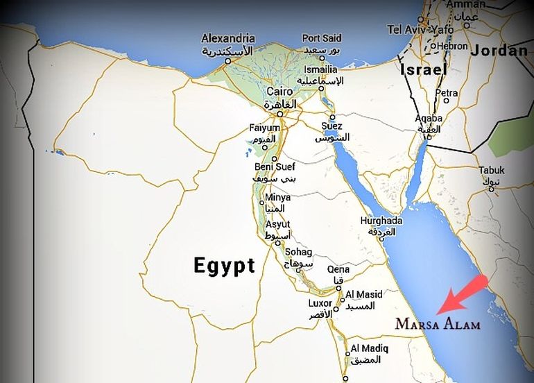 La ubicación del naufragio, en la costa egipcia La ubicación del naufragio, en la costa egipcia