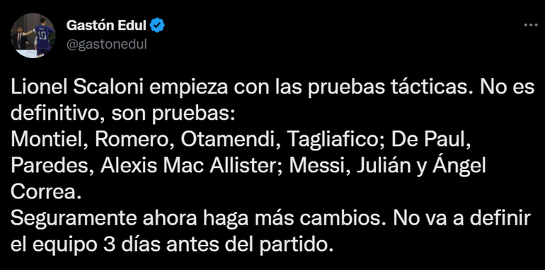 El primer 11 que paró Lionel Scaloni pensando en el choque ante Países Bajos.