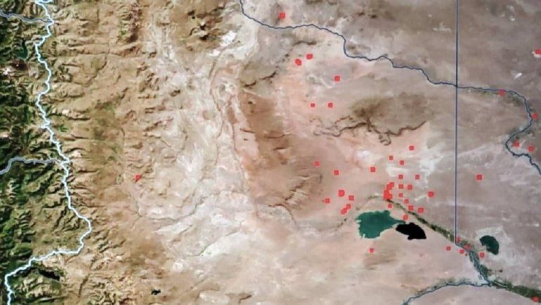 El mapa de las alertas de incendio en Neuquén coinciden con la zona petrolera