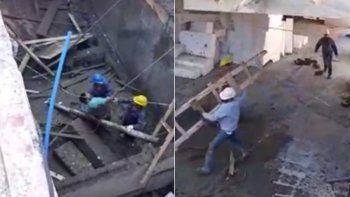 Video: así rescataban a un obrero atrapado tras el derrumbe