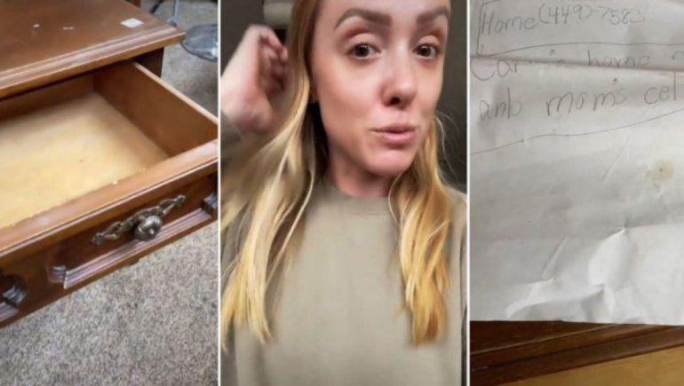 TikTok: mujer compró mueble usado y encontró nota relacionada con su infancia.