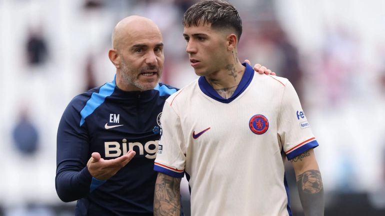 Enzo Fernández y el DT del Chelsea Enzo Fernández y el DT del Chelsea