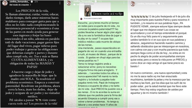 Los posteos de Cinthia Fernández contra su ex Los posteos de Cinthia Fernández contra su ex